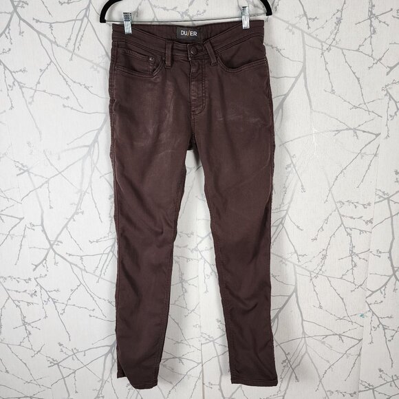 DU/ER Orange Brown Sateen Stretch Mid Rise N2X Slim Fit Pants - Picture 1 of 10